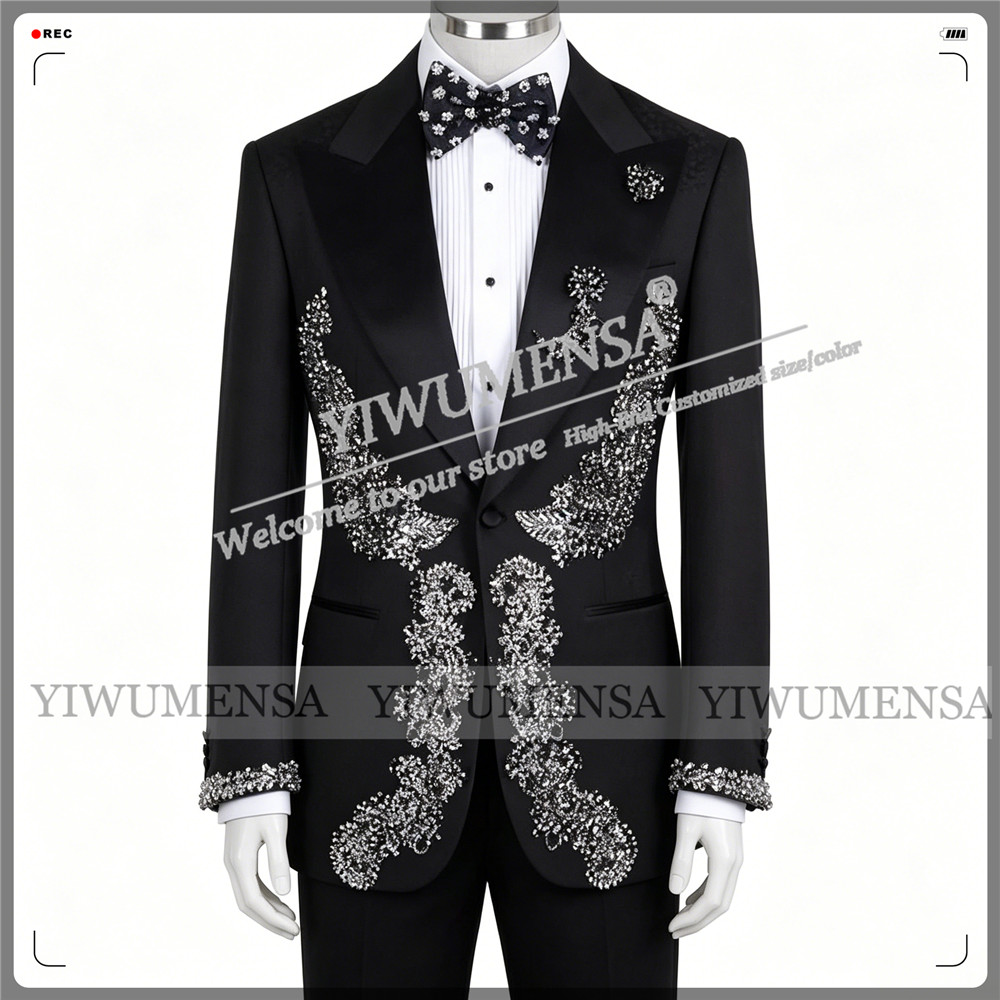 Men Formal Wear Outfits - Ekskluzywne garnitury ślubne męskie, dopasowane, zdobione