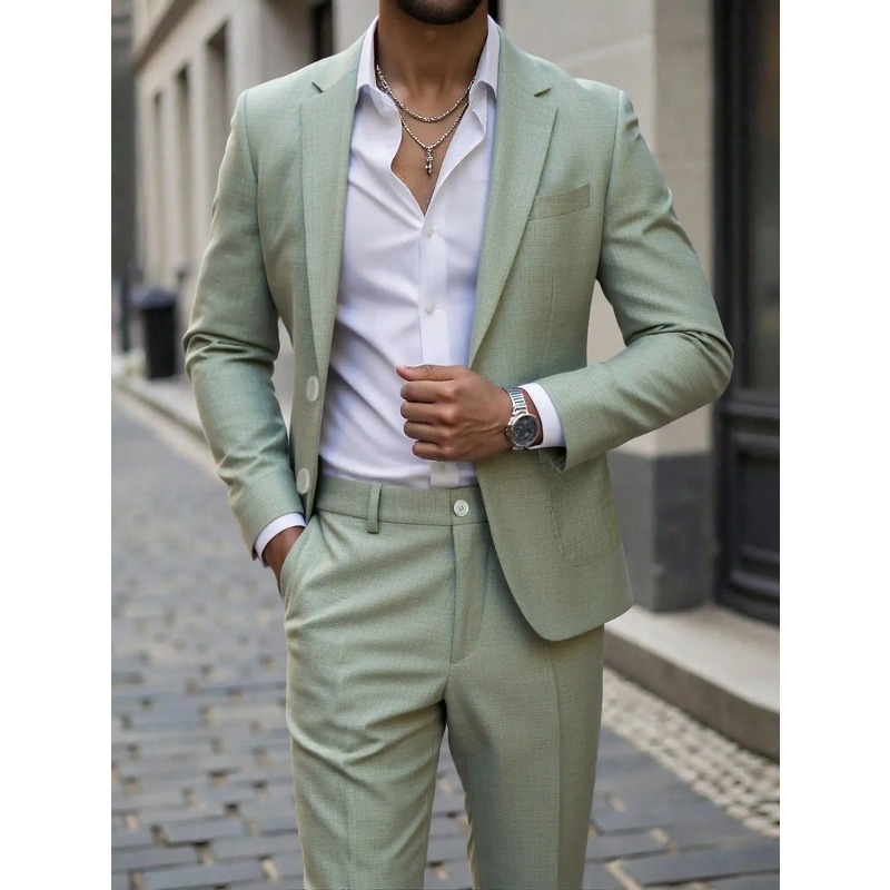 Men'S Formal Dinner Wear - Męski garnitur w jednolitym kolorze, dopasowany