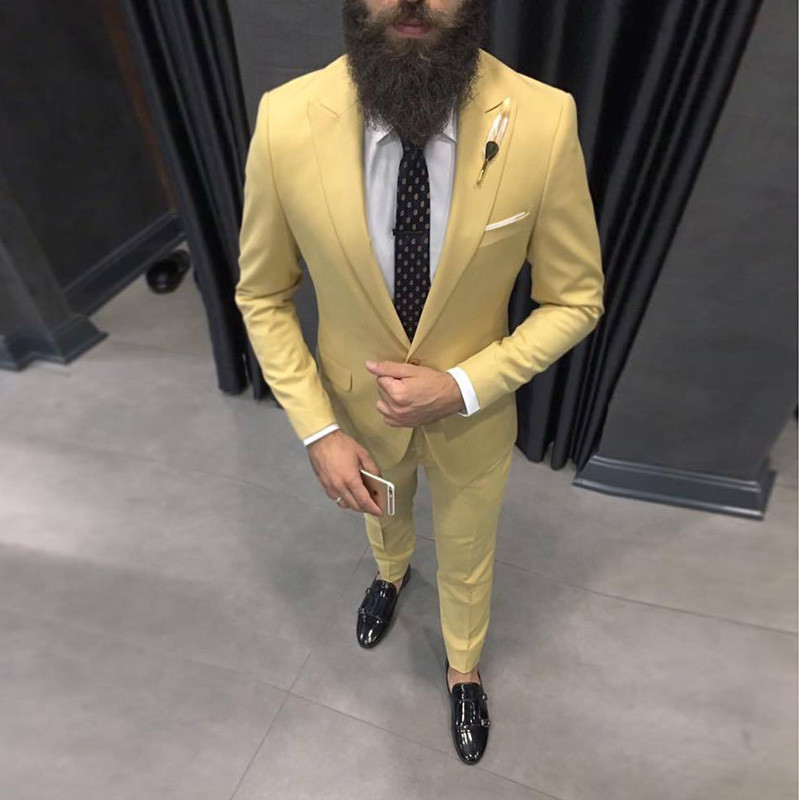 Men'S Formal Dinner Wear - 2025 Najnowsze żółte garnitury męskie na