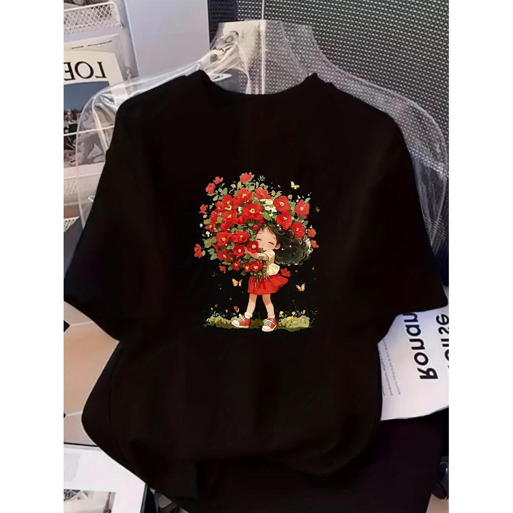 Y2K Formal Wear Men - Damska koszulka Y2K z kwiatowym nadrukiem,