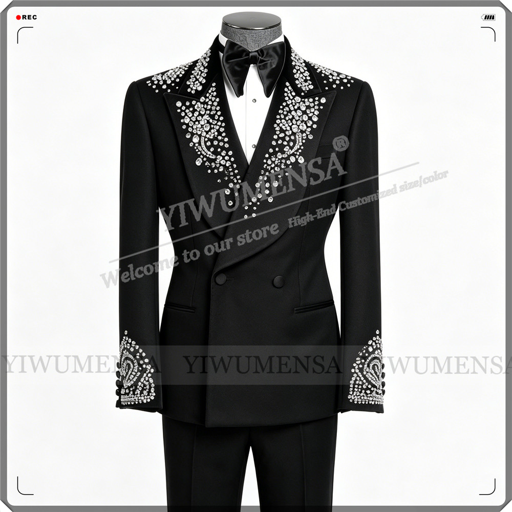 Men Formal Wear Outfits - Luksusowy garnitur ślubny męski z dżetami