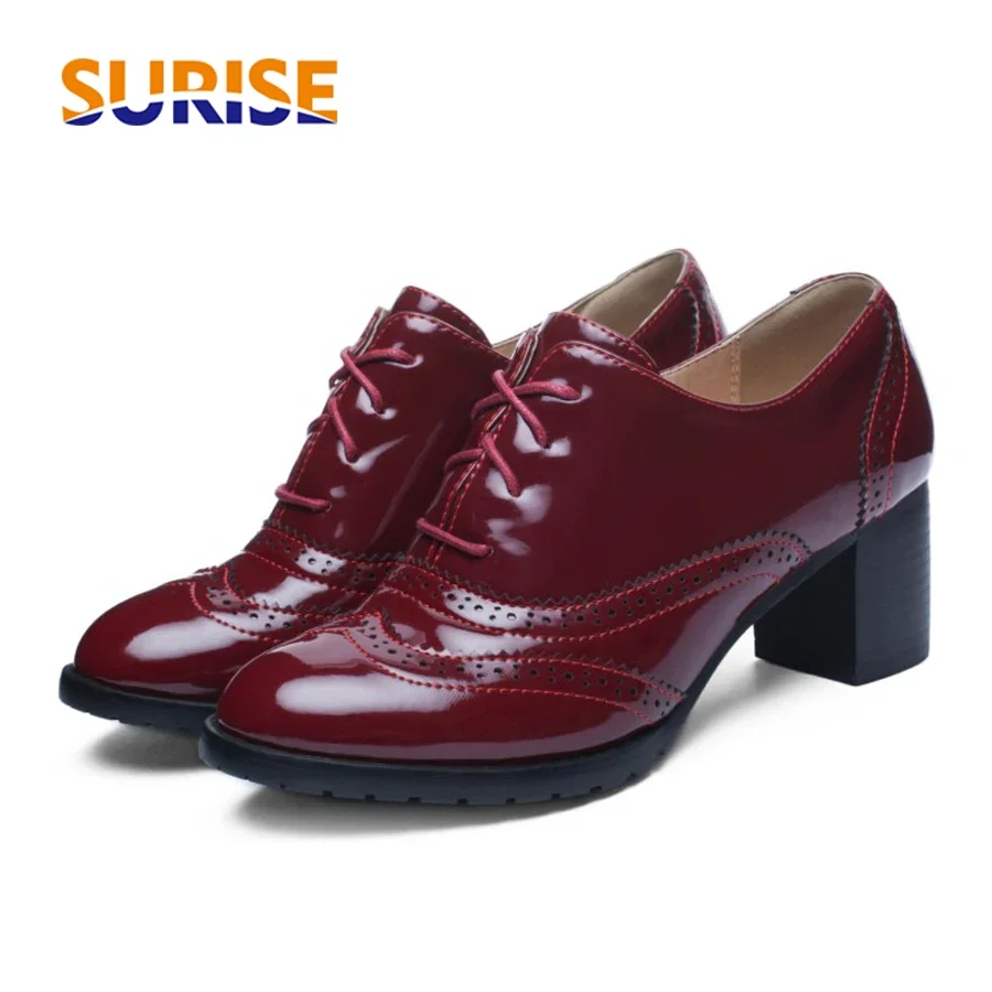 Patent Leather Oxford - Brytyjskie damskie oksfordki niebieskie czerwone czarne
