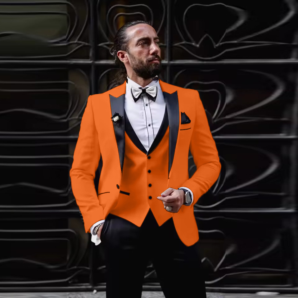 Men'S Formal Dinner Wear - Męski trzyczęściowy smoking slim fit z
