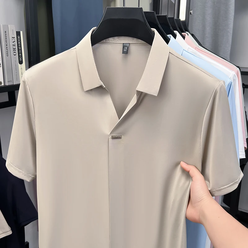 Men Formal Office Wear Shirts - Elegancka koszula męska z krótkim rękawem,