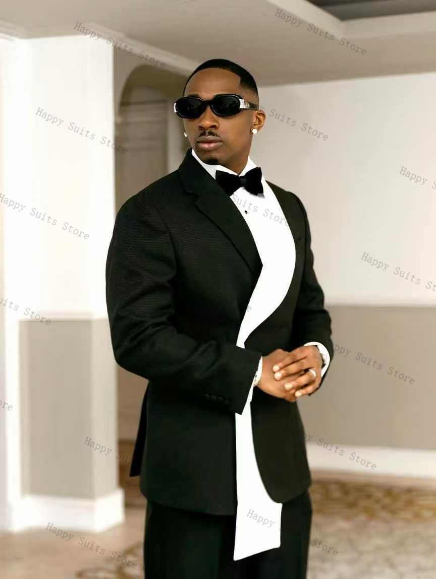 Czarno-biały męski garnitur 2- – Men Formal Wear Outfits recenzja i cena