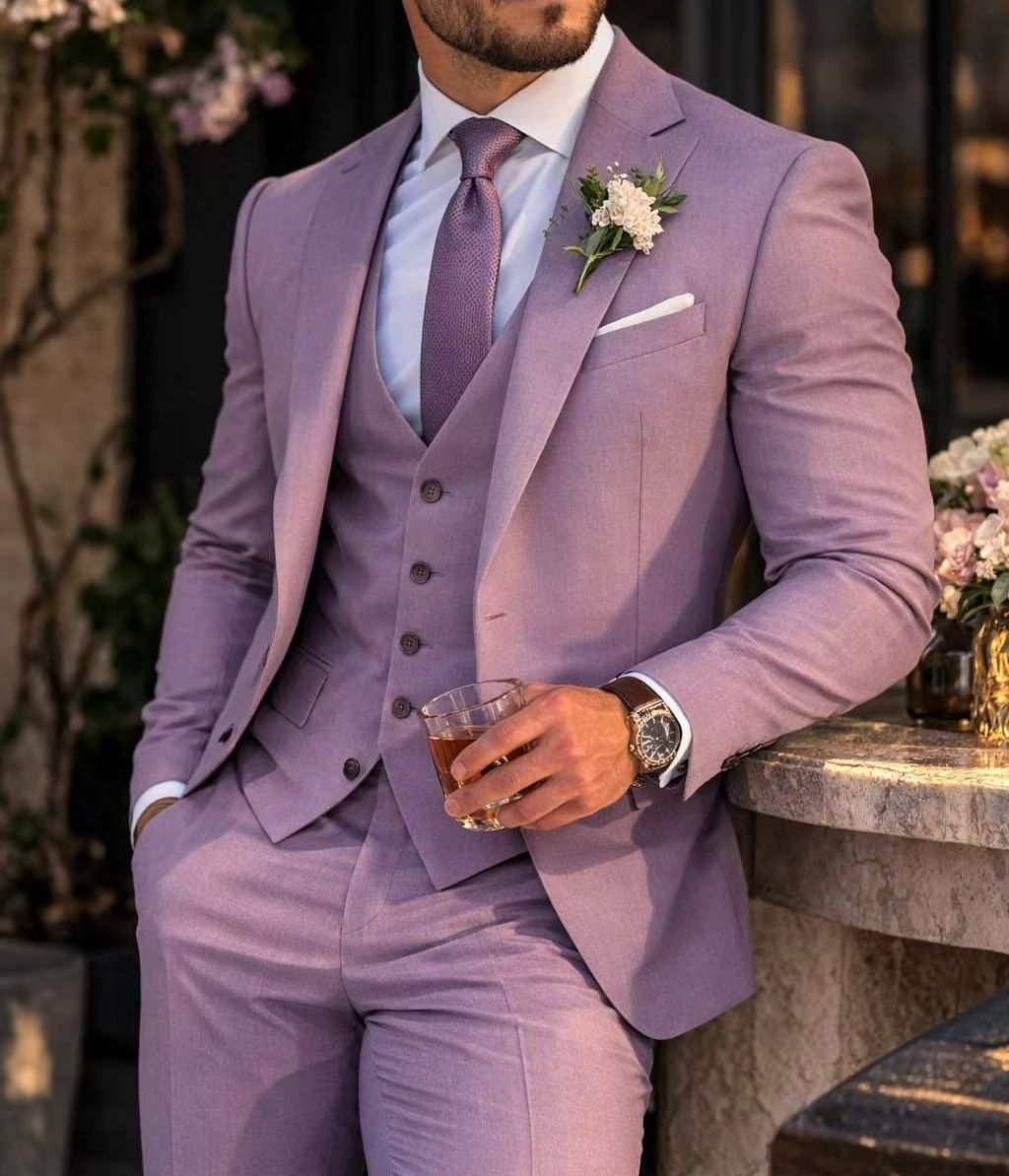 Lavenderowy 3-częściowy garnit – Men Formal Wear Outfits recenzja i cena