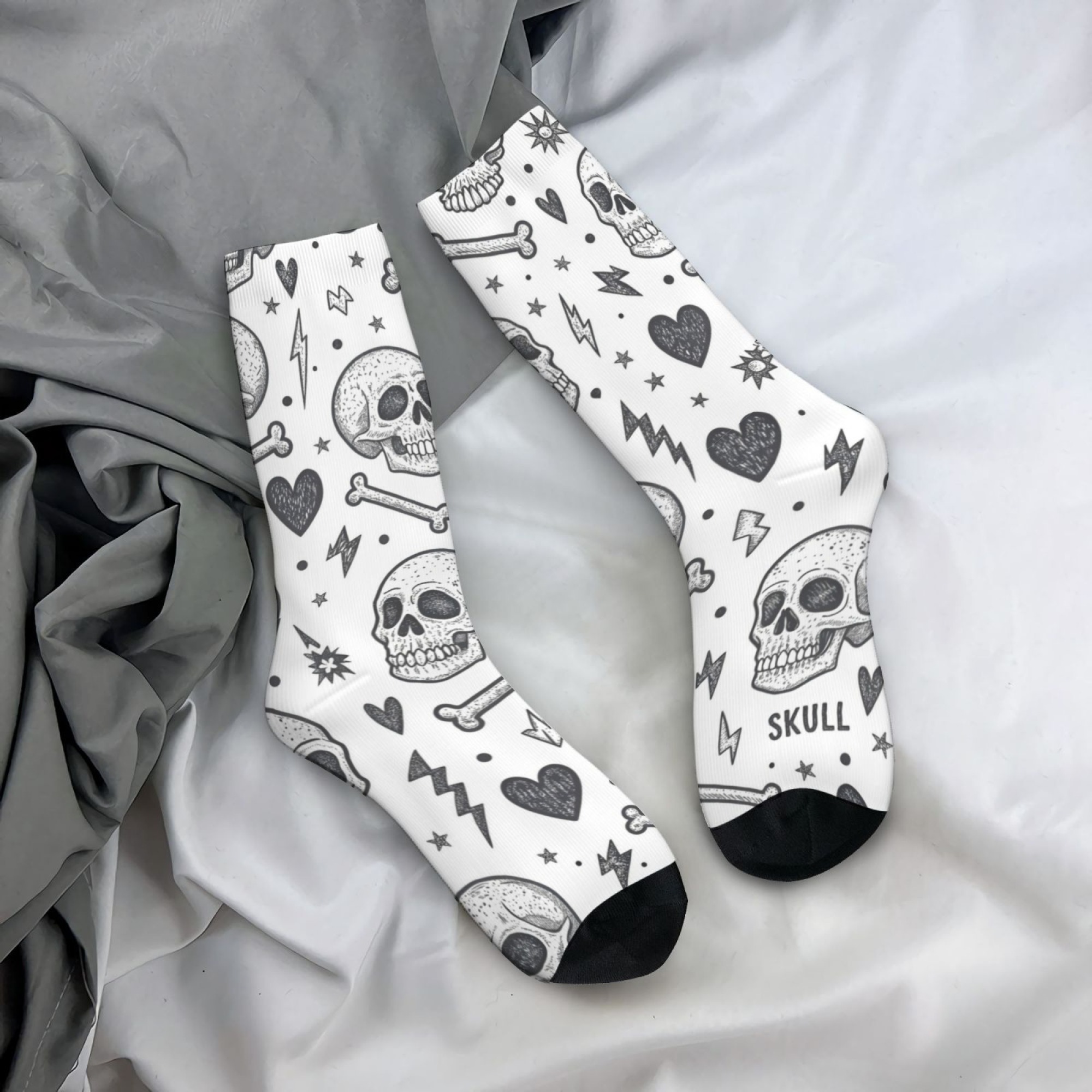 Czarne Białe Punkowe Skarpetki – Men'S Gothic Formal Wear recenzja i cena