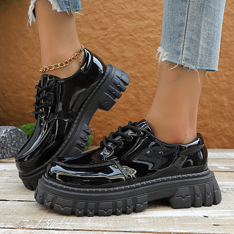 Grube Platformy Oxfordy Damski – Patent Leather Oxford recenzja i cena