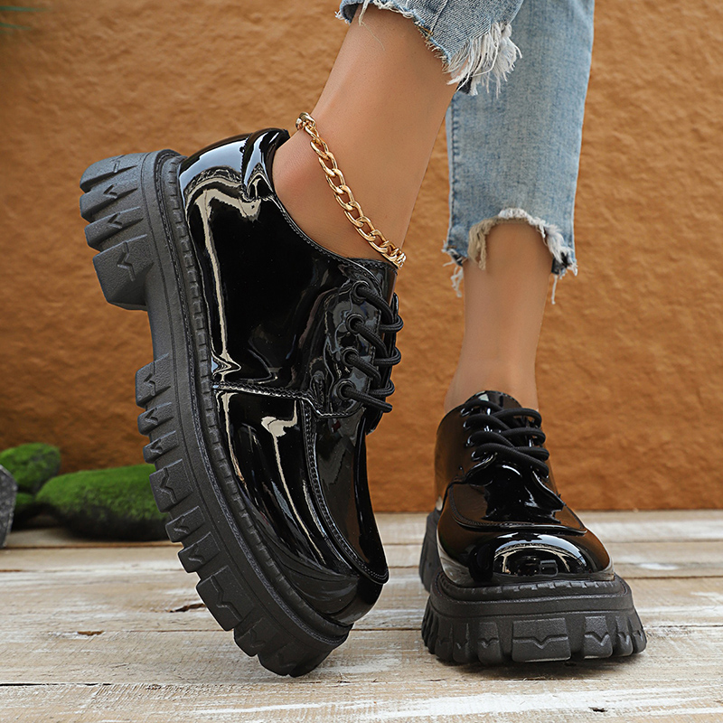 Grube Platformy Oxfordy Damski – Patent Leather Oxford recenzja i cena