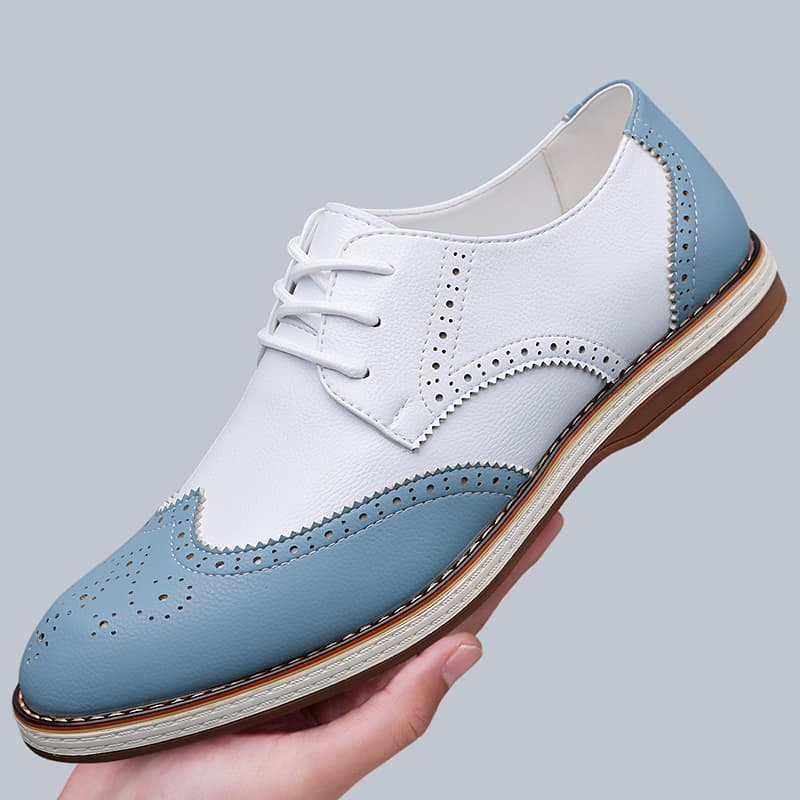 Męskie biało-niebieskie dwukol – Patent Leather Oxford recenzja i cena
