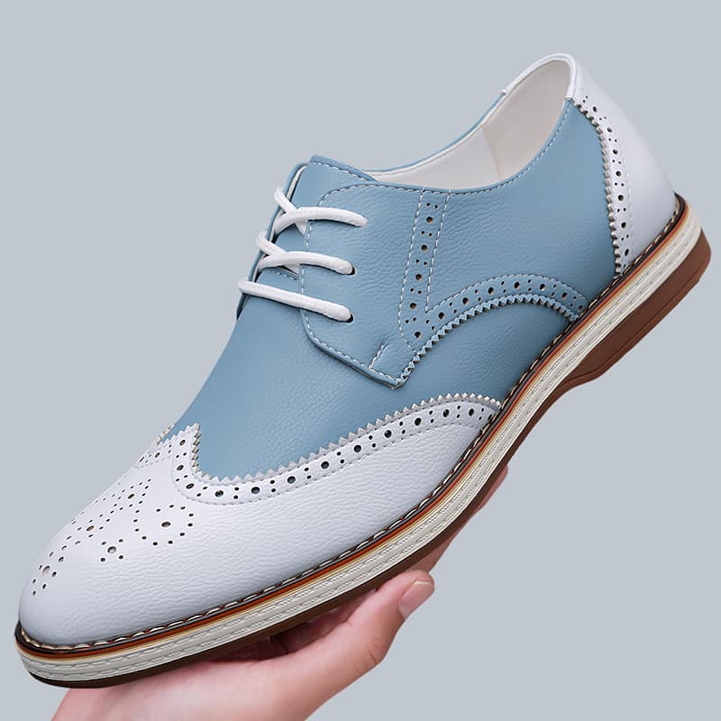 Męskie biało-niebieskie dwukol – Patent Leather Oxford recenzja i cena