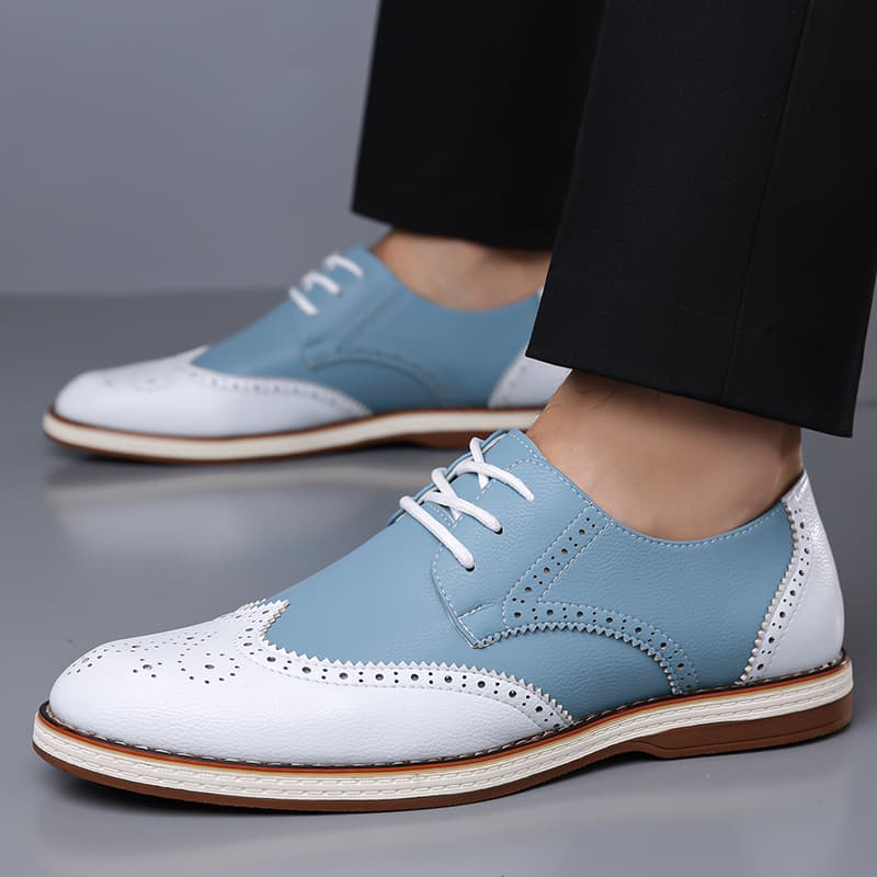Męskie biało-niebieskie dwukol – Patent Leather Oxford recenzja i cena
