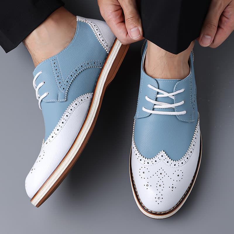 Męskie biało-niebieskie dwukol – Patent Leather Oxford recenzja i cena