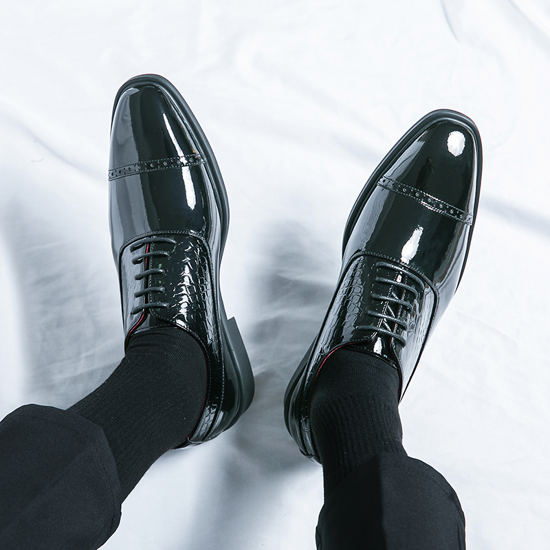 Nowe męskie eleganckie czarno- – Patent Leather Oxford recenzja i cena