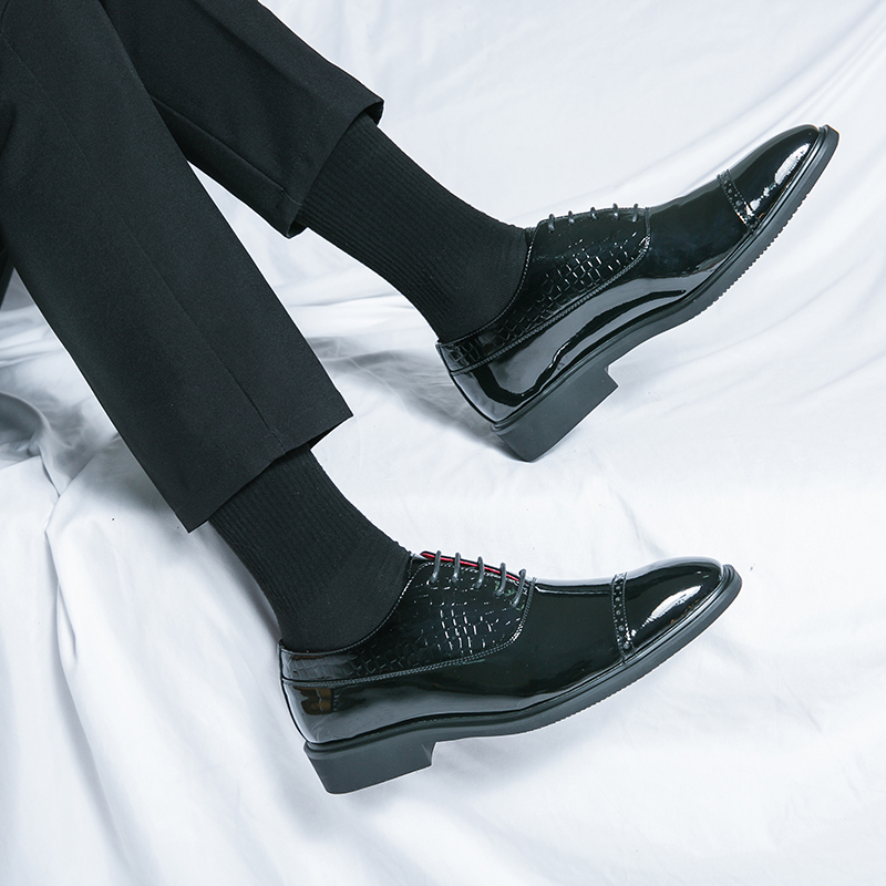 Nowe męskie eleganckie czarno- – Patent Leather Oxford recenzja i cena