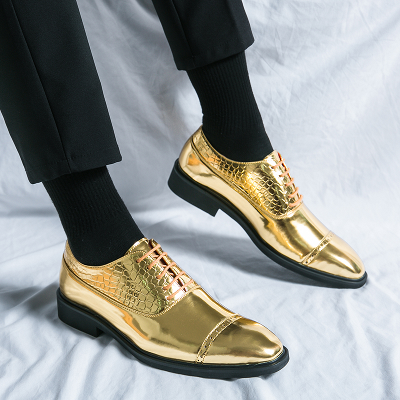 Nowe męskie eleganckie czarno- – Patent Leather Oxford recenzja i cena